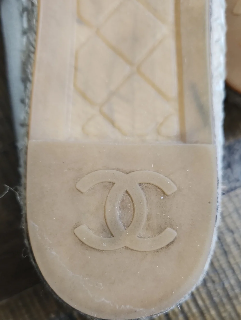 CHANEL Cream Canvas Espadrilles with Black Toe Cap Womens Sz 39